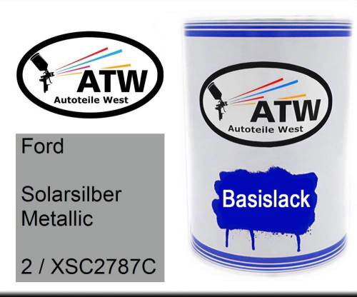 Ford, Solarsilber Metallic, 2 / XSC2787C: 500ml Lackdose, von ATW Autoteile West.